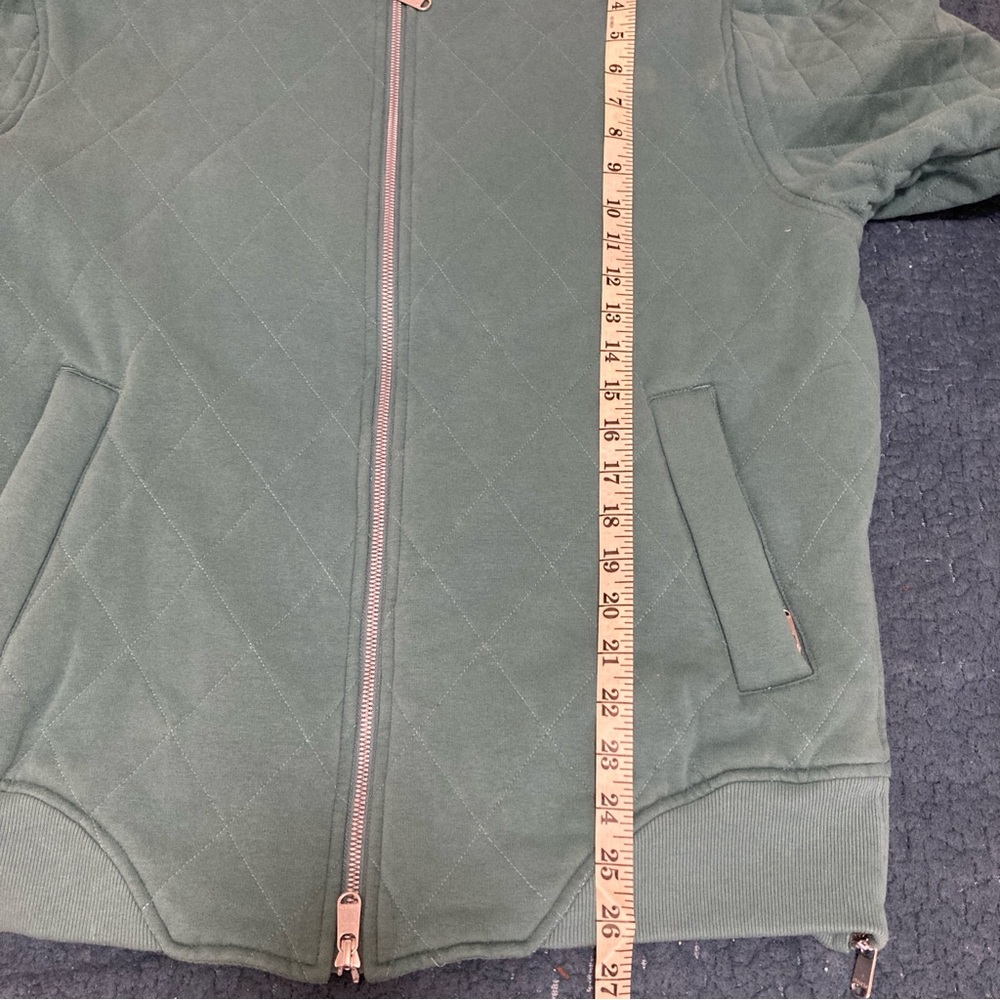 Athleta Women Jacket M Retroplush Bomber Jacket Teal Full Zip Up Quilted Green - Picture 14 of 16